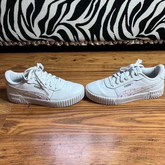 Puma Woman’s White Carina Bubble Dye Low Casual Sneaker Sz 7.5 - Picture 3 of 12